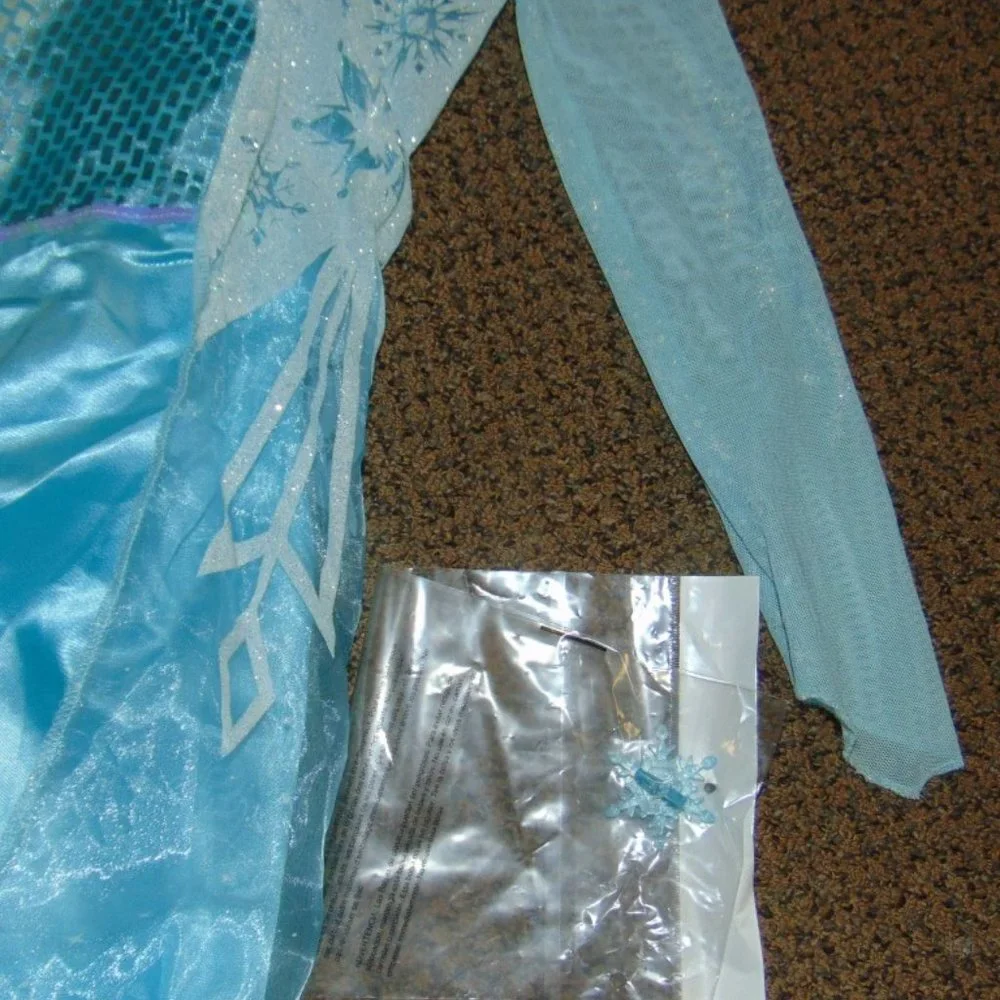 Princess Elsa Halloween Costume 7/8 Dress, Ring, Wand Disney Frozen Girls